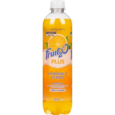Fruit 2O Eau pétillante aromatisée et supplémentée plus orange 502 ml, 0,38 $/100ml
