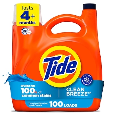 Tide Liquid Laundry Detergent, Clean Breeze, 80 loads, HE Compatible 3.9 l, $0.64/100ml