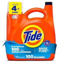 Tide Détergent à lessive liquide, parfum Brise pure, compatible avec les laveuses HE, 100 brassées  3.9 l, 0,72 $/100ml