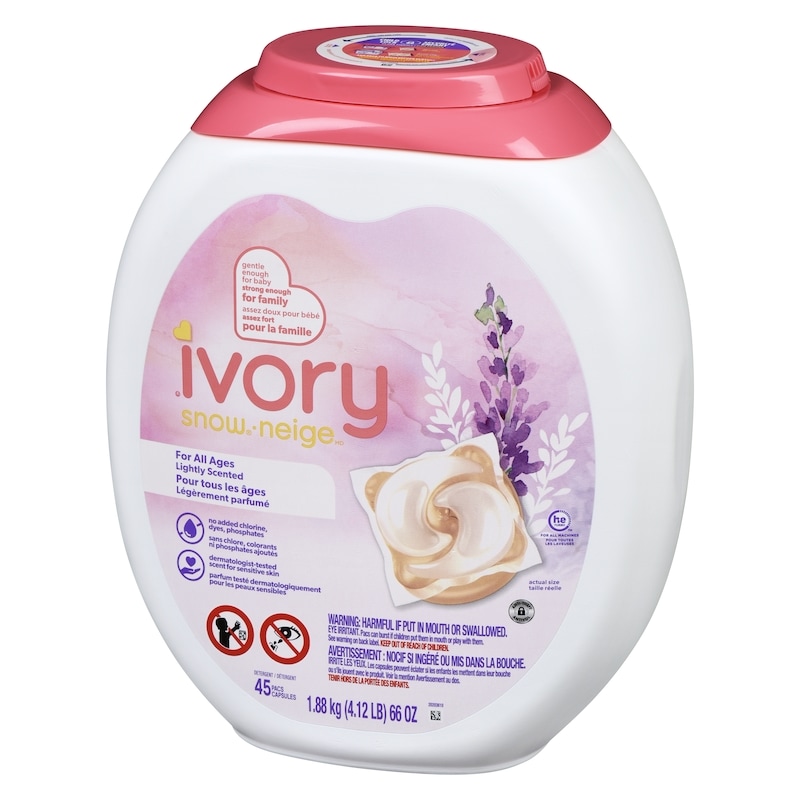 Laundry Detergent Pacs, Lightly Scented, Lavender, HE Compatible, 45 Count