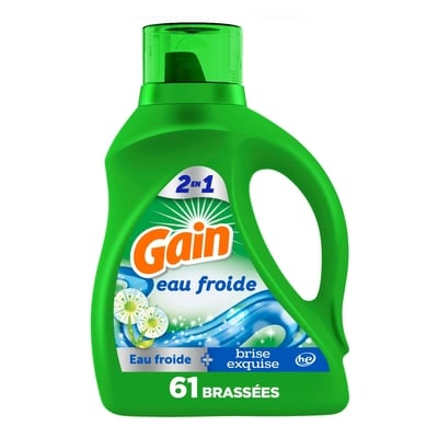 Gain Détergent à lessive liquide avec Aroma Boost, parfum Brise exquise, 61brassées 2.6 l, 0,38 $/100ml