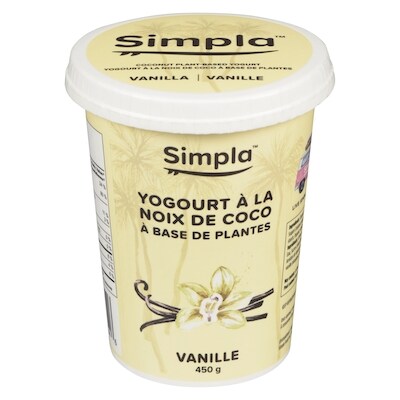 Simpla Yogourt à la noix de coco à base de plantes vanille 450 g, 2,22 $/100g
