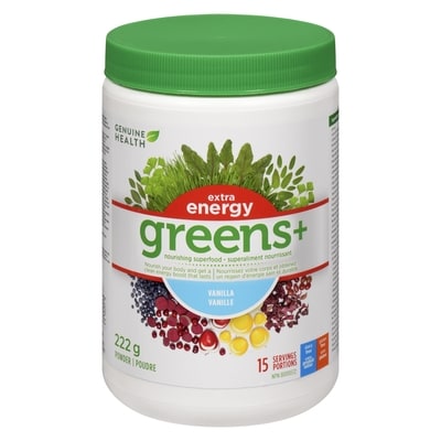 Genuine Health Nourishing Superfood Powder Extra Energy Greens+ Vanilla 222 g, $17.11/100g