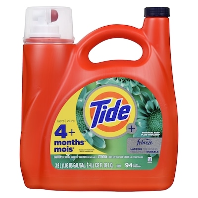 Tide Détergent à lessive liquide Plus fraîcheur HE Turbo Clean, parfum Botanical Rain, 94 brassées, 3,9 L (132 oz liq.) 3.9 l, 0,64 $/100ml