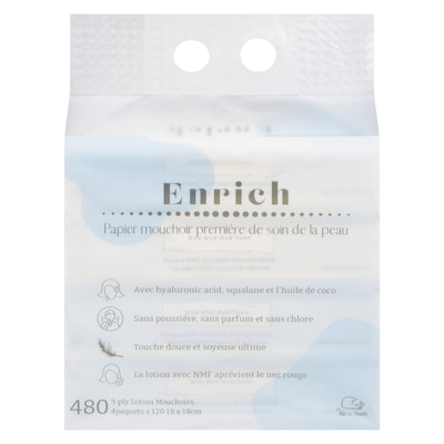 Enrich Enrich papier mouchoir première de soin de la peau 480 ea, 0,03 $/1ch