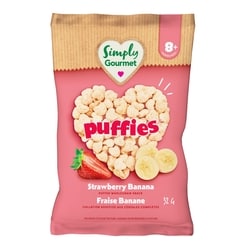 Baby Gourmet Strawberry Banana Puffies baby snack 32 g, $9.34/100g