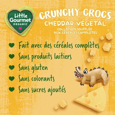 Collation biologique pour tous-petits biologique Crunchy Crocs au cheddar végétal