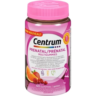 Centrum Multigummies Multivitamin & Multimineral Supplement Prenatal Mixed Berry & Orange Flavours 60 ea, $0.33/1ea