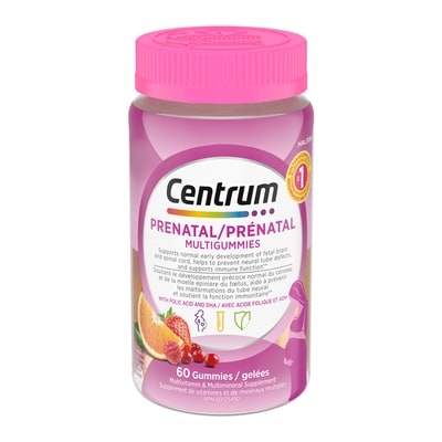 Centrum Multigummies supplément de vitamines et de minéraux multiples prénatal saveurs de baies mélangées et d'orange 60 ea, 0,29 $/1ch