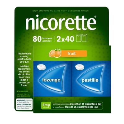 Nicorette Fruit 4mg 80 lozenge 80 ea, $0.56/1ea