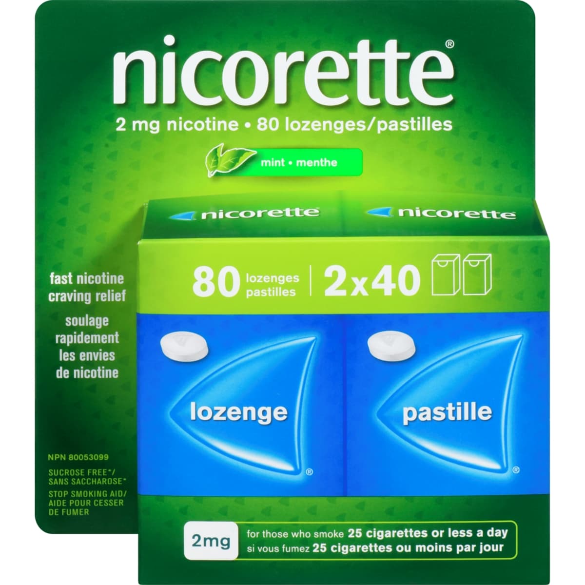 Nicorette Menthe 80 pastilles de 2 mg 80 ea, 0,45 $/1ch