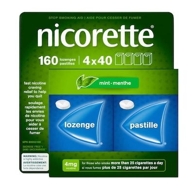 Nicorette Menthe pastilles de 4 mg 160 ea, 0,44 $/1ch