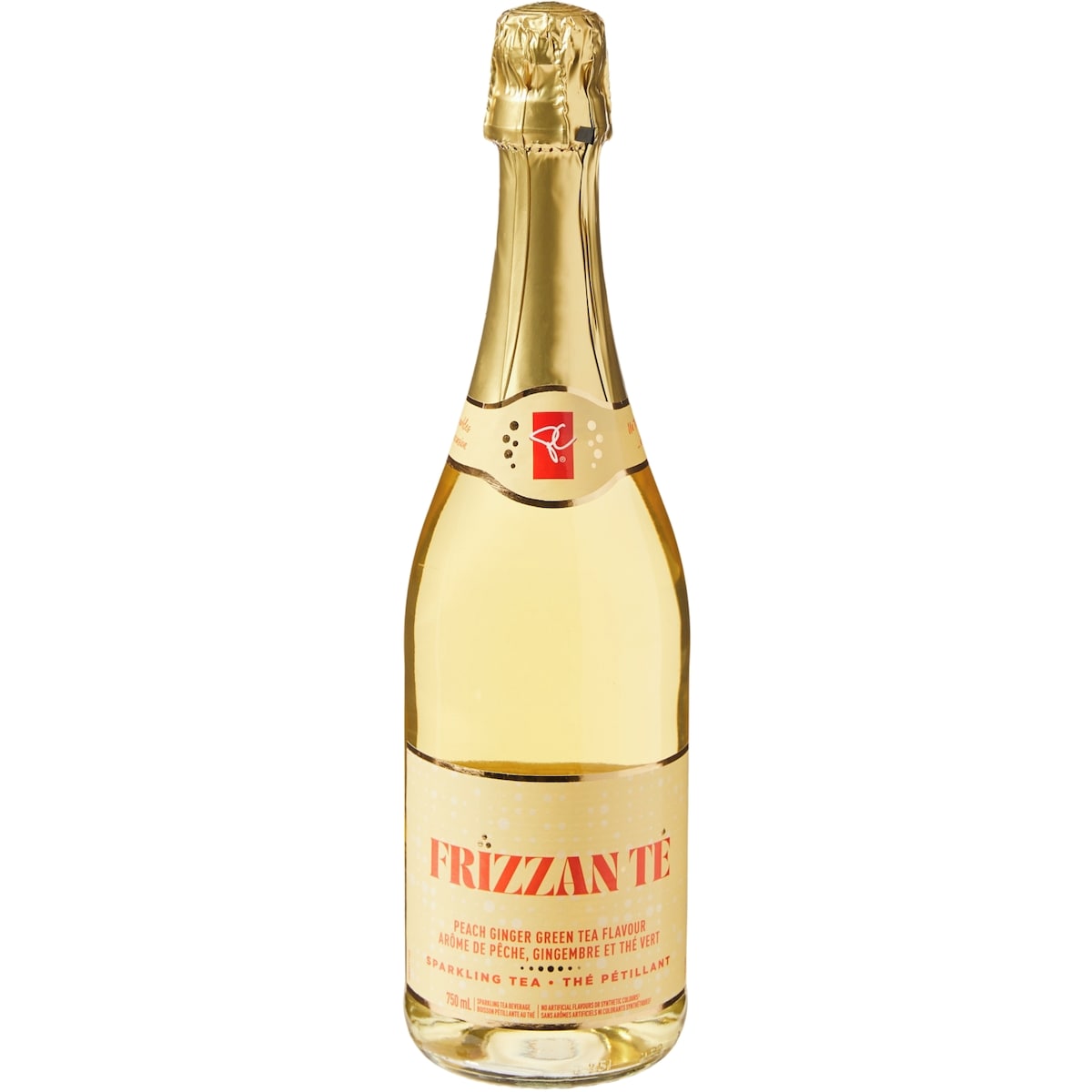 President's Choice FRIZZAN-TÉ Sparkling Tea Beverage Peach Ginger Green Tea Flavour 750 ml, $1.13/100ml