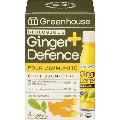 Greenhouse Shot bien-étre ginger defence biologique 4x60.0 ml, 5,00 $/100ml