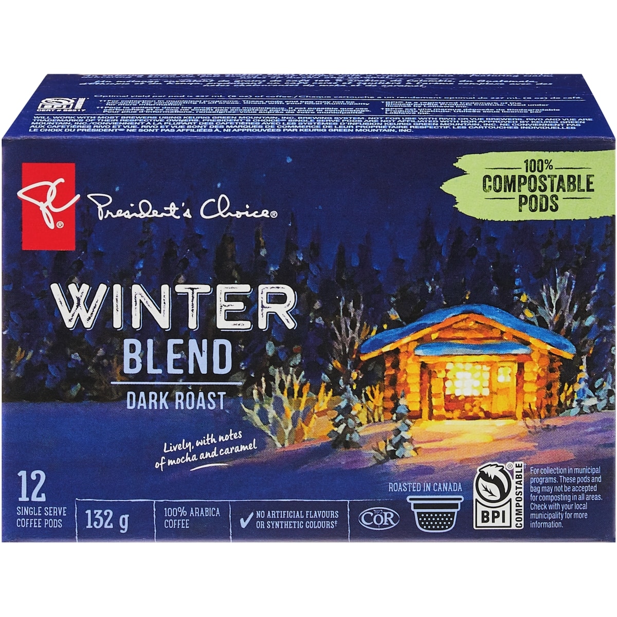 President's Choice Winter Blend Dark Roast Single Serve Coffee Pods 136 g, $7.35/100g
