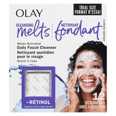 Olay Cleansing Melts + Retinol Face Cleanser, 12ct, Water-Activated Face Wash Cleans, Tones, and Refreshes Skin 12 ea, $0.63/1ea