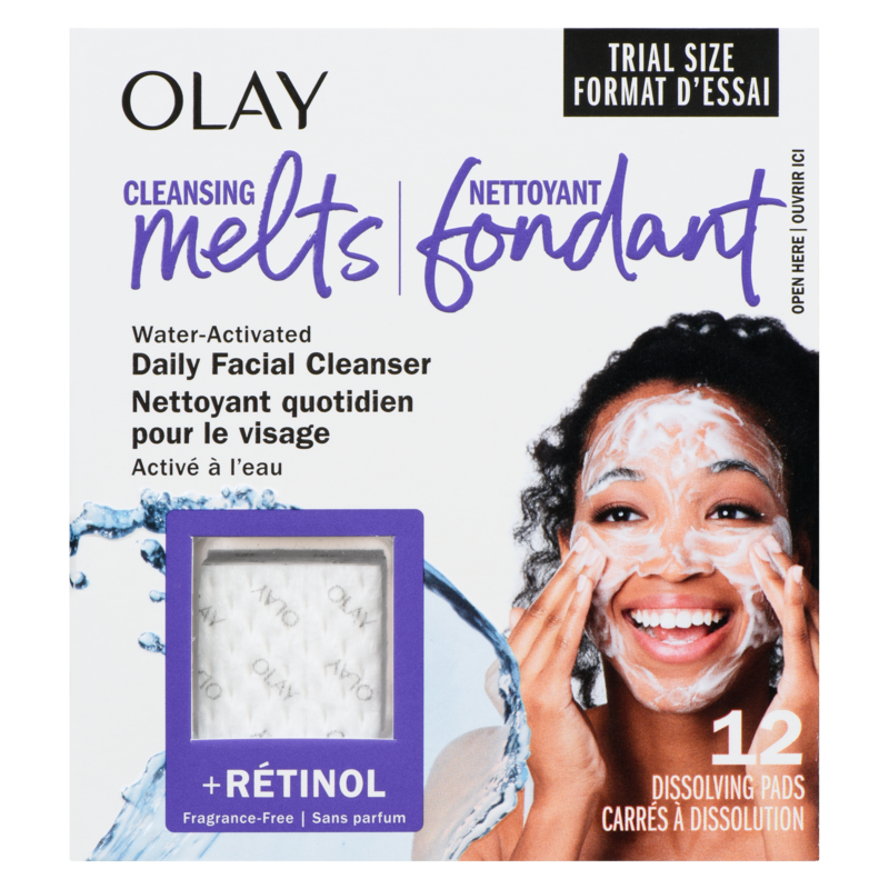 Cleansing Melts + Retinol Face Cleanser, 12ct, Water-Activated Face Wash Cleans, Tones, and Refreshes Skin
