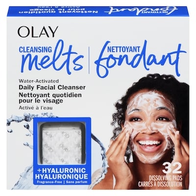 Olay Cleansing Melts + Hyaluronic Face Cleanser, 32ct, Water-Activated Face Wash Cleans, Tones, and Refreshes Skin 32 ea, $0.47/1ea