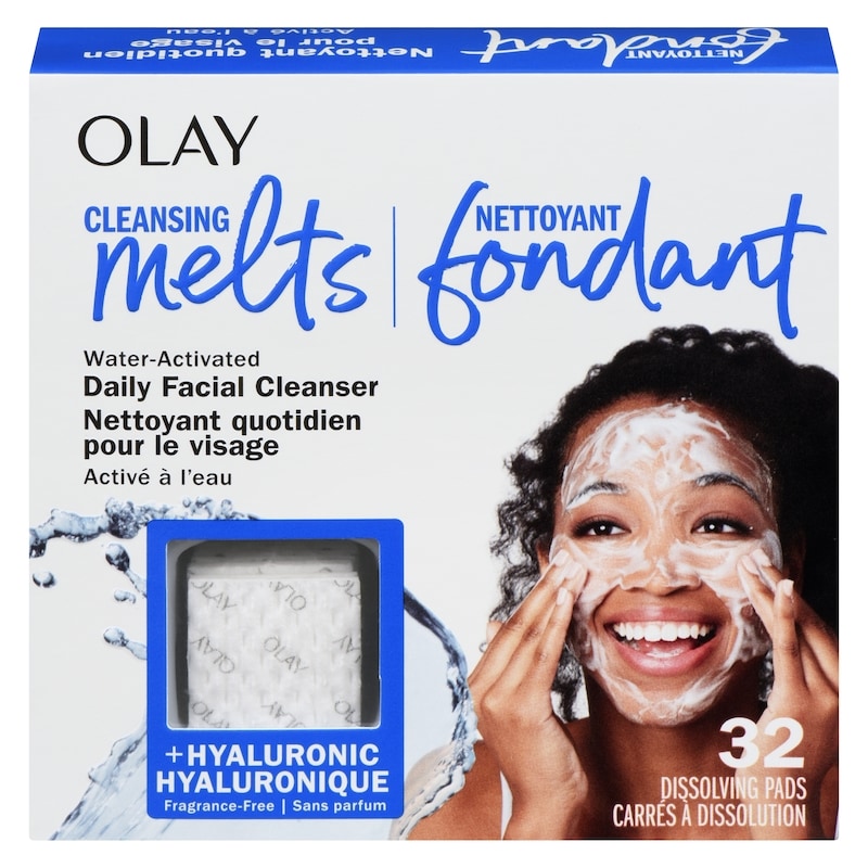 Cleansing Melts + Hyaluronic Face Cleanser, 32ct, Water-Activated Face Wash Cleans, Tones, and Refreshes Skin