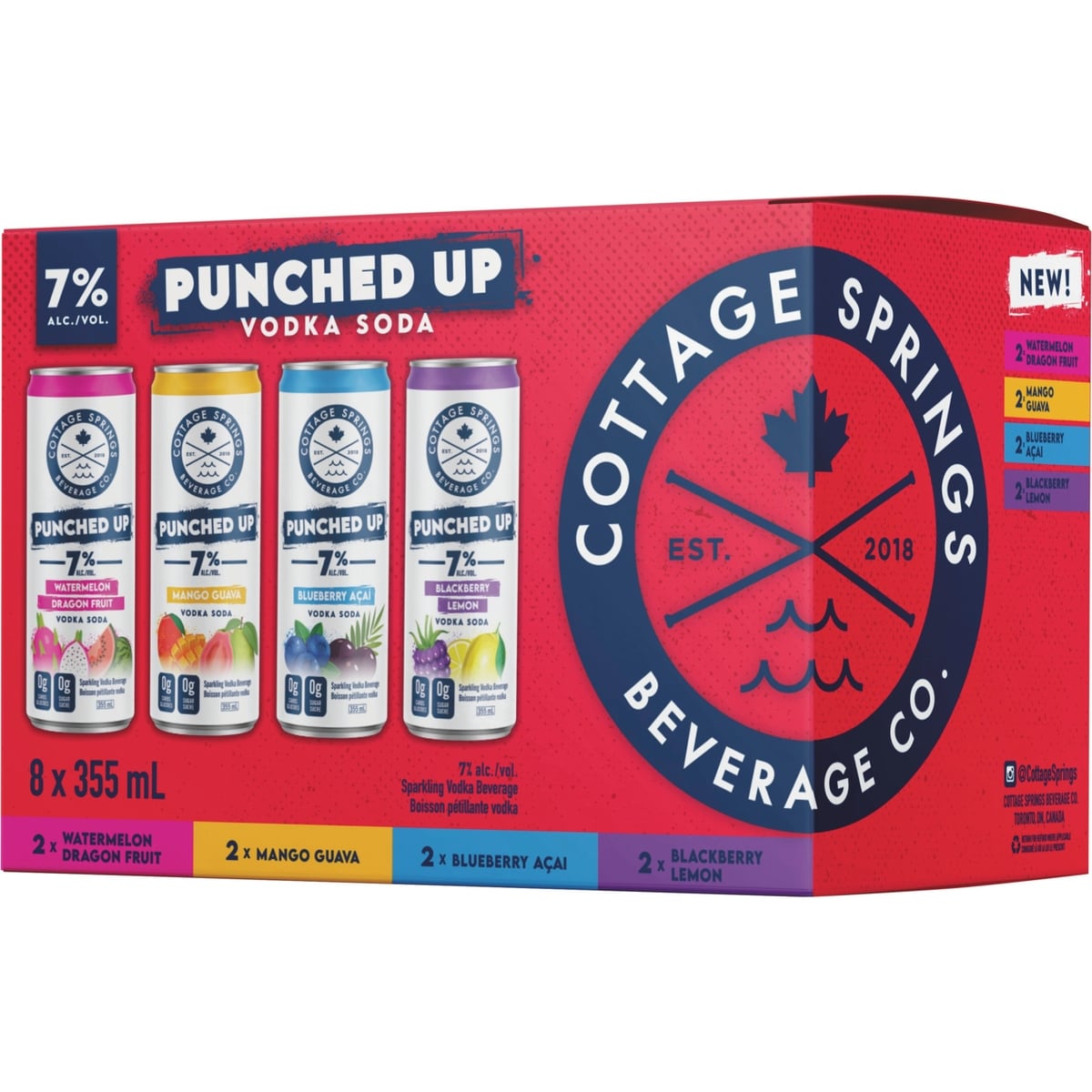 Cottage Springs Punched Up Vodka Soda (Pièce d’identité requise au moment du ramassage) 8x355.0 ml, 0,81 $/100ml