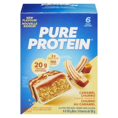 Pure Protein Barre sans gluten saveur de churro au caramel 6x50.0 g, 4,16 $/100g