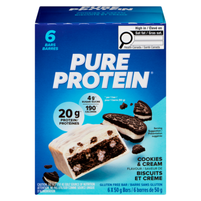 Pure Protein Gluten Free Bar Cookies & Cream Flavour 6x50.0 g, $5.33/100g