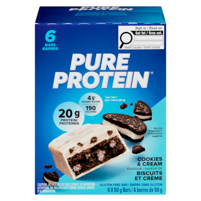 Pure Protein Barre sans gluten saveur de biscuits et crème 6x50.0 g, 4,17 $/100g