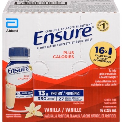 Garantir Plus calories supplément nutritionnel vanille format économique 16x235.0 ml, 1,04 $/100ml