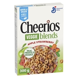 General Mills Cheerios Veggie blends Breakfast Cereal, Apple Strawberry, Whole Grains, 300 g, $1.76/100g