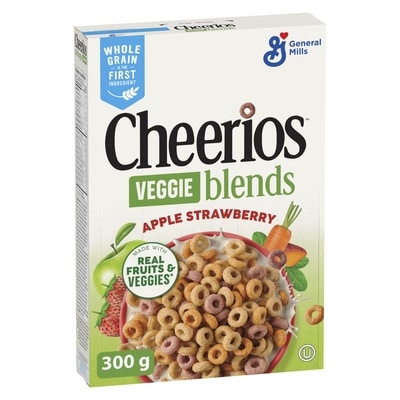 General Mills Cheerios Veggie blends Breakfast Cereal, Apple Strawberry, Whole Grains, 300 g, $1.76/100g