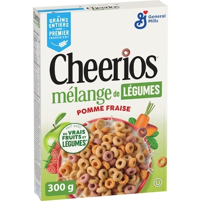 General Mills Veggie Blends Céréales Pour Petit Déjeuner, Pomme Fraise, Grains Entiers 300 g, 1,76 $/100g