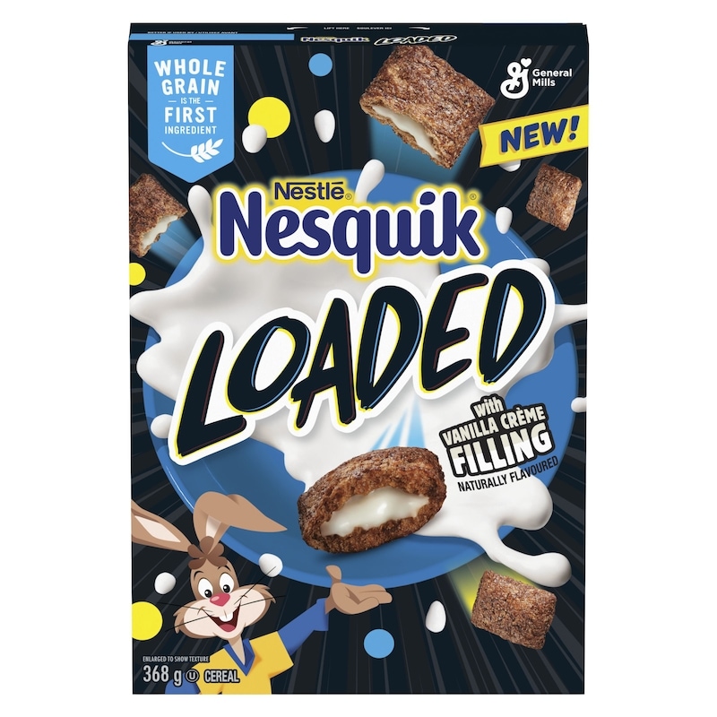 Nesquik Loaded Chocolate Breakfast Cereal, Vanilla Crème, Whole Grains
