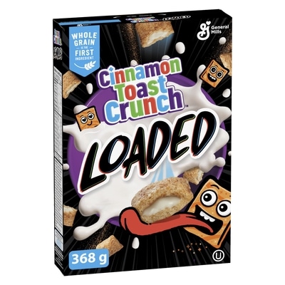 General Mills Cinnamon Loaded Breakfast Cereal, Vanilla Crème, Whole Grains and Real Cinnamon 368 g, $0.95/100g