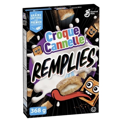 General Mills Céréales de Petit-Déjeuner Chargées de Pain Grillé à la Cannelle, Crème à La Vanille, Grains Entiers et Vraie Cannelle, 368 g, 0,95 $/100g