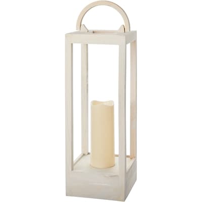 Life at Home Grande lanterne en bois avec chandelle à DEL – blanc 1 ea, 39,00 $/1ch