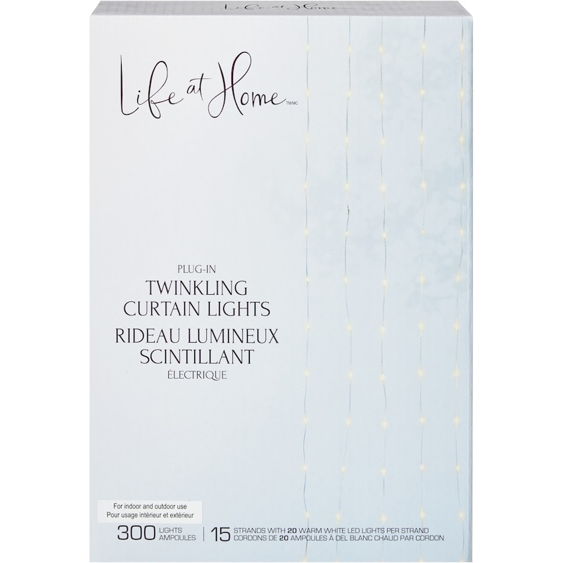 Plug-In Twinkling Curtain Lights 300 Count