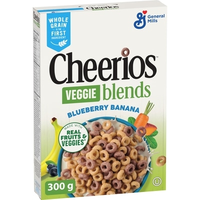 General Mills Cheerios Veggie blends Breakfast Cereal, Blueberry Banana, Whole Grains 300 g, $1.76/100g