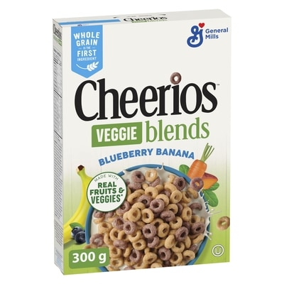 General Mills Cheerios Veggie blends Breakfast Cereal, Blueberry Banana, Whole Grains 300 g, $1.76/100g