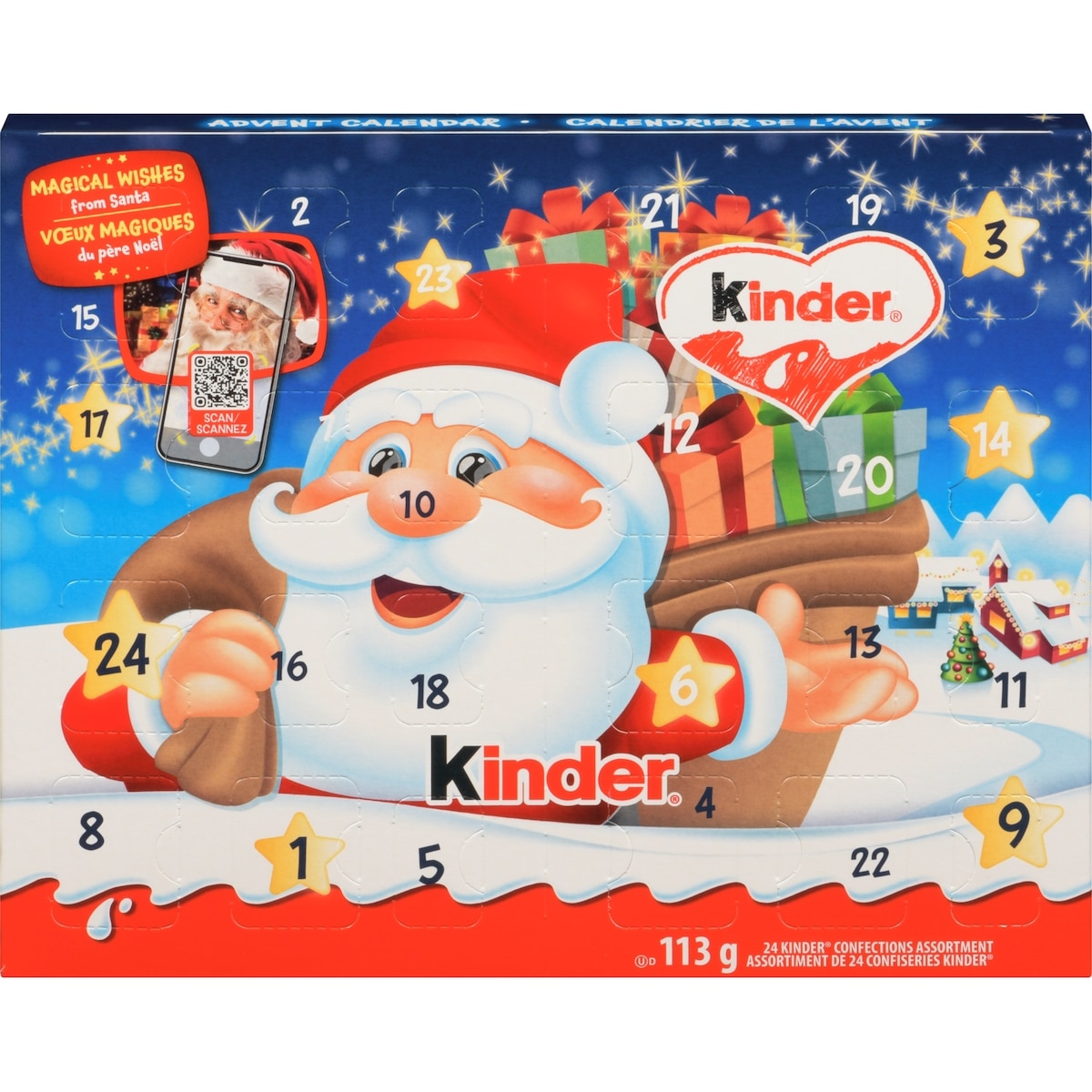 Kinder Noël 2025 Calendrier de l'Avent, 24 Chocolats de Noël Assortis 113 g, 7,07 $/100g