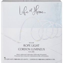 Life at Home Cordon lumineux solaire avec 100 ampoules – blanc chaud et multicolores 1 ea, 29,00 $/1ch