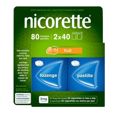 Nicorette Fruit pastilles de 2 mg 80 ea, 0,50 $/1ch