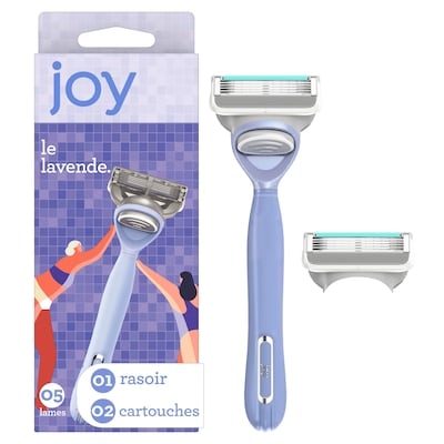 Joie rasoir lavande pour femmes, trousse de rasage avec 1 manche + 2 cartouches de rechange 1 ea, 13,99 $/1ch