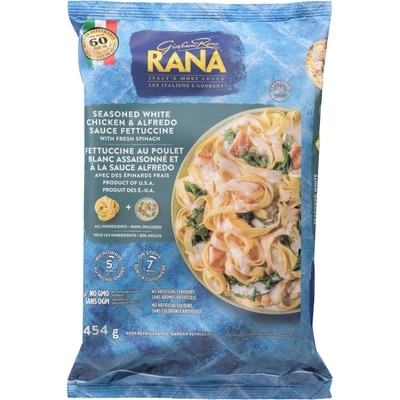 Giovanni Rana Fettuccine au poulet blanc assaisonné et à la sauce alfredo avec des épinards frais 454 g, 2,20 $/100g