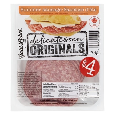 Gold Label Delicatessen Originals Summer Sausage 175 g, $2.29/100g
