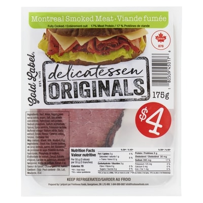 Gold Label Delicatessen originals montreal viande fumée 175 g, 2,29 $/100g