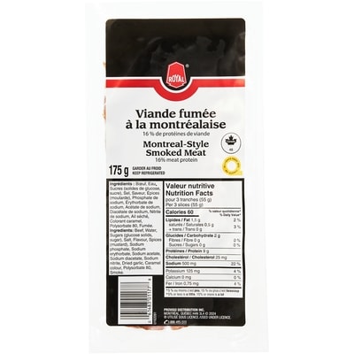 Royal Viande fumée à la montréalaise 175 g, 2,29 $/100g