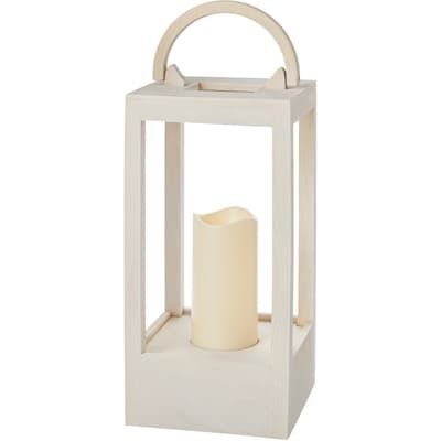 Life at Home Wood Lantern with LED Candle - White 1 ea, $29.00/1ea