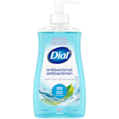 Dial Savon liquide antibactérien pour les mains, eau de source 325 ml, 1,69 $/100ml