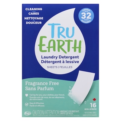 Tru Earth Laundry Detergent Eco-Strips Fragrance-Free 16 ea, $0.72/1ea