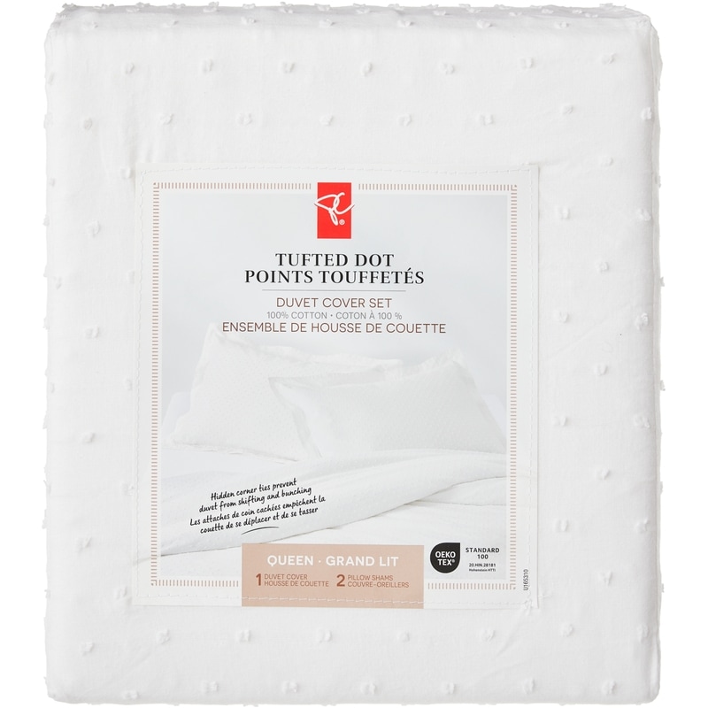 Queen Tufted Dot Duvet Cover 3 Piece Set